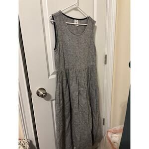 Son de Flor black white linen jumper smock  dress Sz s EUC grey moon